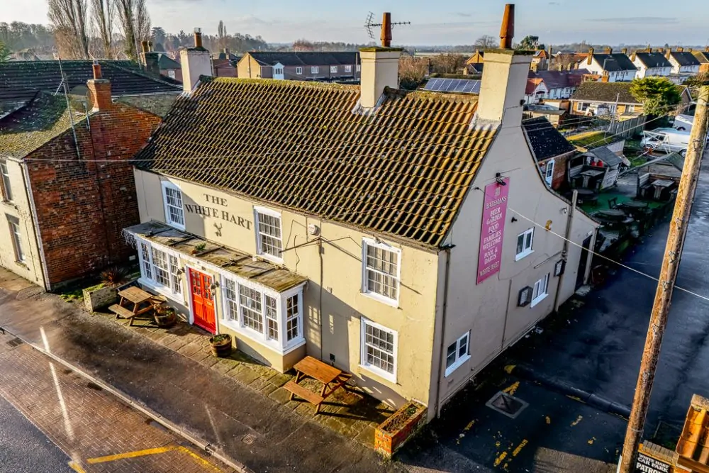 Batemans Pub - White Hart, Sibsey - Exterior Front Drone Photo