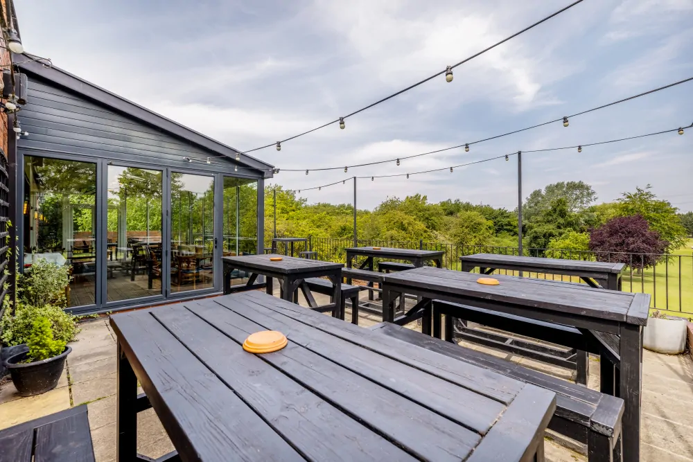 Batemans Pub - The Fairways, Brinsworth - Rear Balcony Golf Course View Drinking Area