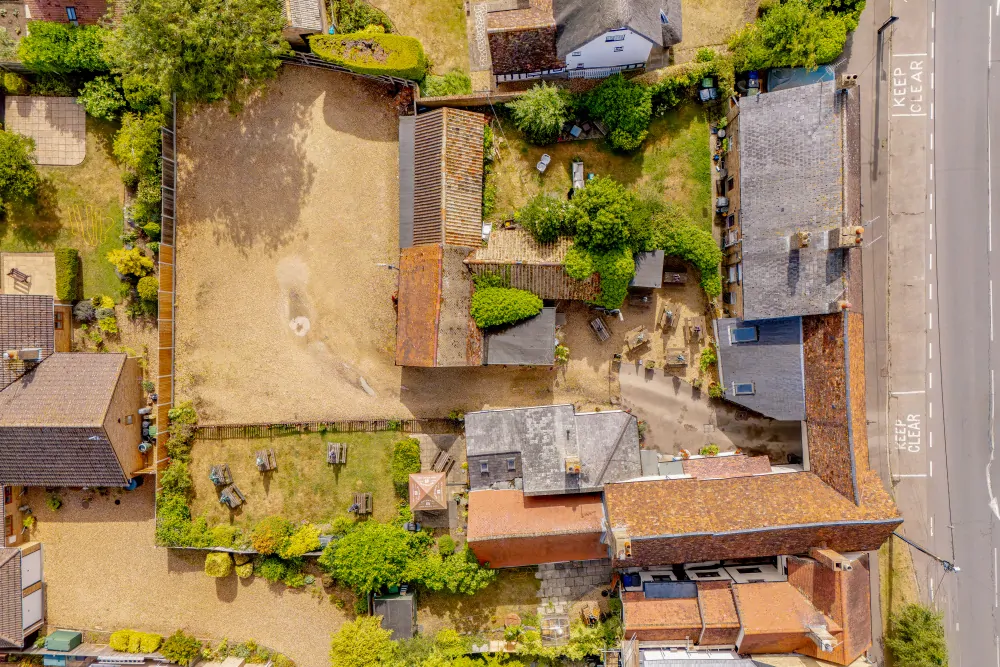 Batemans Pub - White Hart. Great Staughton - Drone View from directly above (Top-Down) Photo