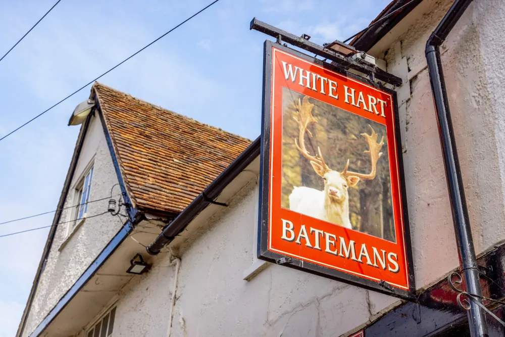Batemans Pub - White Hart. Great Staughton - Exterior Signage