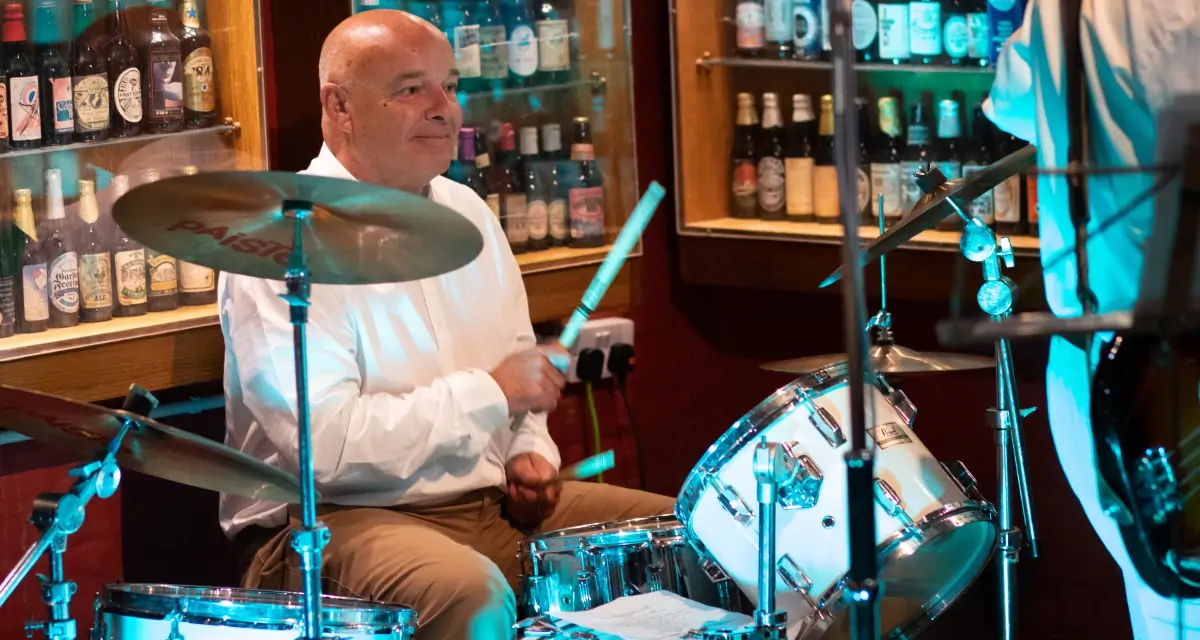 Batemans celebrate 150th anniversary with Brewers lunch - Rockney Rebels Band with special guests, on drums Stuart Bateman.