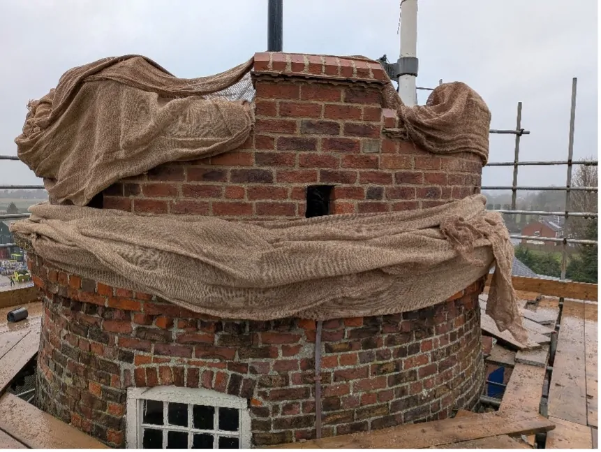 New lime pointing at Tower Mill, Batemans Brewery