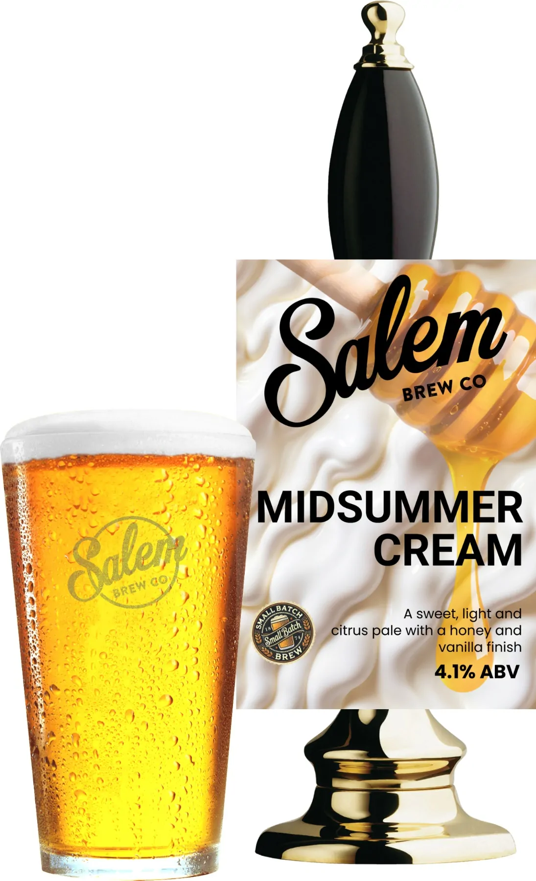 Salem Midsummer Cream seasonal ale from Batemans Brewery – a pale, refreshing 4.1% summer beer with smooth honey, vanilla and citrus flavours.
