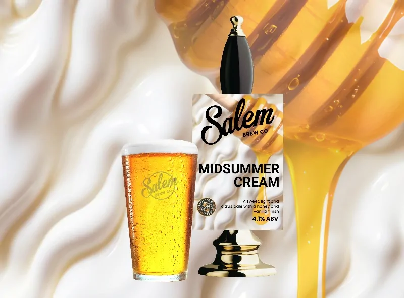 Salem Midsummer Cream seasonal ale from Batemans Brewery – a pale, refreshing 4.1% summer beer with smooth honey, vanilla and citrus flavours.